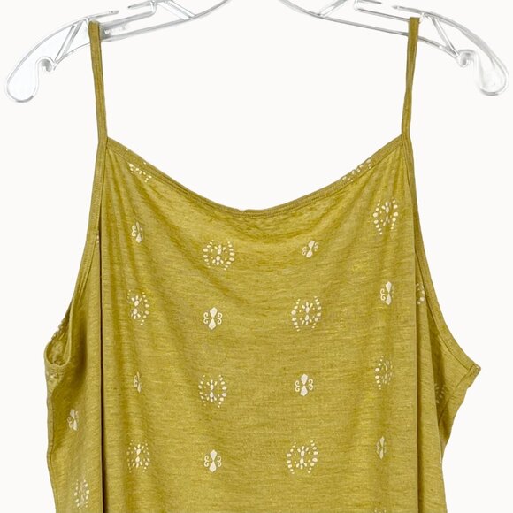 Sonoma Womens Tank Top Mustard Yellow White Print XXL Linen Blend NWT - Picture 7 of 12